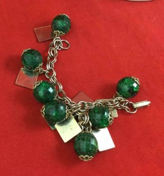 Vintage Green Lucite Balls Charm Bracelet Bracelet Black Friday