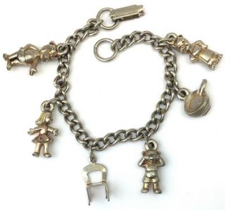 Vintage Goldilocks And The Three Bears Charm Bracelet Figural Costume Jewelry