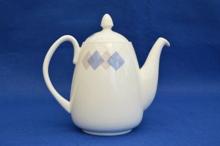Vintage Shelley Blue Harlequin Porcelain Coffee Pot - 1950 