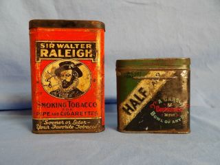 Vintage Smoking Tobacco Tins Sir Walter Raleigh Half &