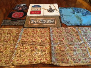 A Group Of Eight Chinese Antique Textile Items.
