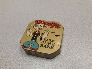 Vintage 1956 Popeye Daily Dime Bank Tin Litho 1956 King Features Syndicate Usa