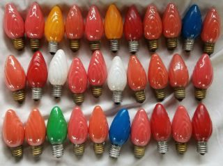 31 Vintage Christmas Lights Ge Swirl C9 - 1/2 Flame Outdoor Bulbs All Work