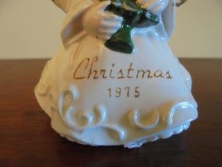 Vintage SHAFFORD 1975 Porcelain Angel Figurine Holding Christmas Tree Gold Trim 2