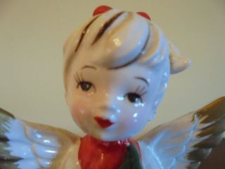 Vintage SHAFFORD 1975 Porcelain Angel Figurine Holding Christmas Tree Gold Trim 3