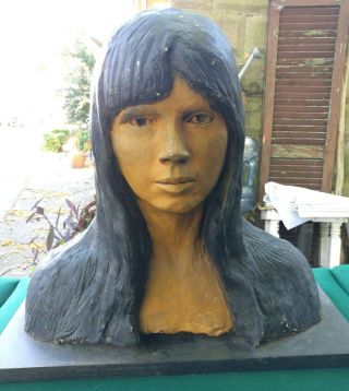 Art School Model Head Sculpture Vintage Plaster Female Bust Figure