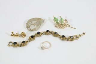 Vintage & Modern Mixed Costume Jewellery Bundle Joblot Brooches Pins Ring 3