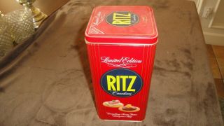 Vintage Nabisco Ritz Limited Edition Cracker Tin 8.  75 " X 4 " Collectible 1986
