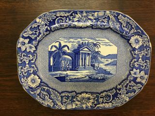 Antique Victorian Blue & White Transferware Meat/serving Plate