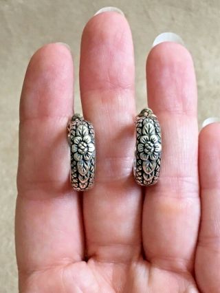 Vintage Sterling Silver Stephen Dweck Clip Earrings Flowers