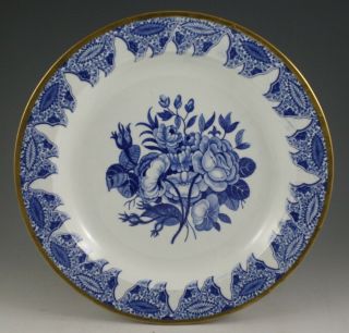 Antique Pottery Pearlware Blue Transfer Spode Vandyke Pattern Plate 1820