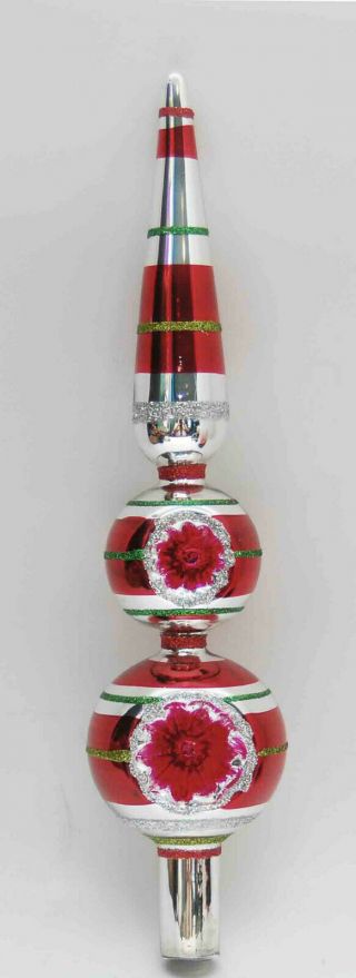 Large 12 " Vintage Shiny Brite Glass Christmas Xmas Tree Topper Finial