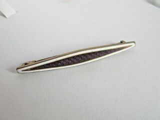 Vintage French Art Deco Signed RA DEPOSE Purple & White Enamel Pin Brooch 2