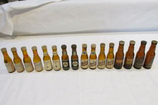 16 Vintage Amber Glass Mini Beer Bottle Salt Pepper Shakers Bud Coors Schlitz