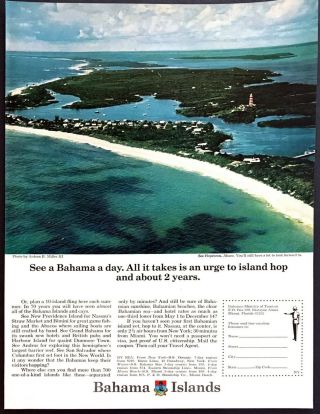 1967 Hopetown Abaco Islands Aerial Photo Bahama Islands Tourism Vintage Print Ad