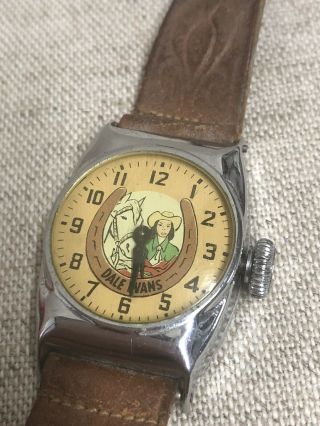 Vintage Dale Evans Wrist Watch W/original Leather Band Winds & Ticks