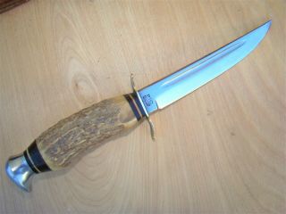 Vintage Pic Hunting Knife Solingen Germany With Leather Sheath