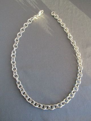 Heavy Vintage Sterling Chain Link Choker Charm Necklace
