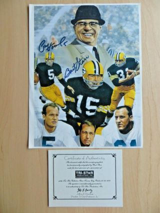 Bart Starr & Paul Hornung Green Bay Packers Signed 8 X 10 With Tri - Star