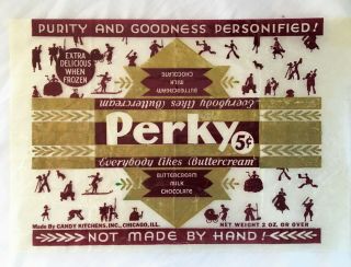 Vintage Perky 5c Candy Bar Wrapper Circa 1930 Great Graphics Candy Kitchens,