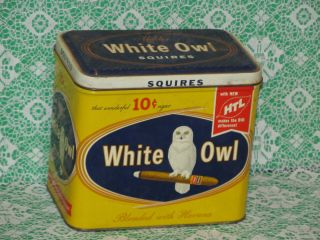 Vintage White Owl Squires Tin Tobacco Advertising Cigar Box Empty. 2
