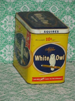 Vintage White Owl Squires Tin Tobacco Advertising Cigar Box Empty. 3
