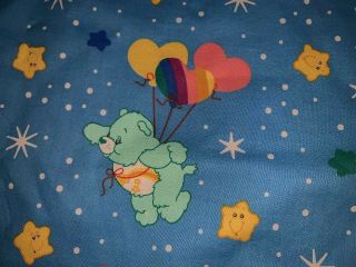 Care Bears Wish Bear Blue Reversible Print Twin Bed Blanket Comforter Vintage