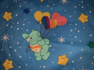 Care Bears Wish Bear Blue Reversible Print Twin Bed Blanket Comforter Vintage 3