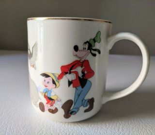 Vintage Disney Coffee Mug Cup 1970s Mickey Mouse Goofy,  Dumbo,  Donald Duck