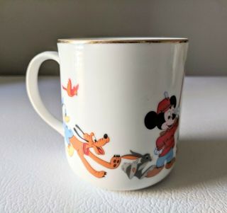 Vintage Disney Coffee Mug Cup 1970s Mickey Mouse Goofy,  Dumbo,  Donald Duck 2