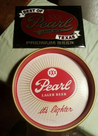 Vintage Pearl Lager Beer Tray & Bar Advertising Sign 1940 