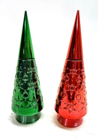 Vintage Christmas Tree Glass Figures Red & Green Avon Bubble Bath From The Day