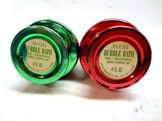 Vintage Christmas Tree Glass Figures Red & Green AVON Bubble Bath from the day 2