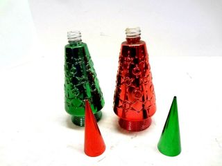 Vintage Christmas Tree Glass Figures Red & Green AVON Bubble Bath from the day 3