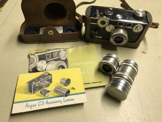 Vintage Argus C3 35mm Camera & Accessories 1950s Brick