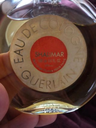 Vintage 1980 ' s Shalimar Guerlain Paris Eau De Cologne 3.  4 oz 100ml 2