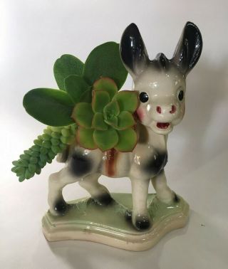 Vintage Ceramic Donkey Planter Vase - Perfect For Succulents