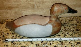 Vintage Antique Wooden Duck Decoy Glass Eyes & Weighted.