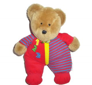 Vintage Eden Red Primary 123 Velour Plush Teddy Bear Stuffed Animal Lovey Toy