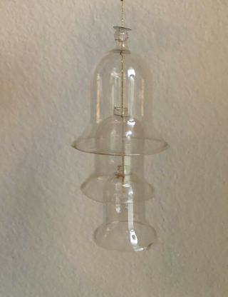 Vintage Christmas Silvestri 3 Tier Clear Glass Bells Tree Ornament Chimes