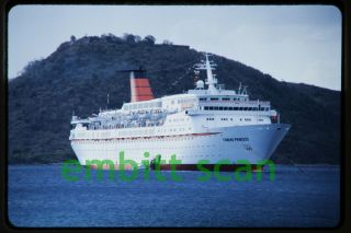 Slide,  Cunard Line Cruise Ship Cunard Princess At Guadeloupe,  1983