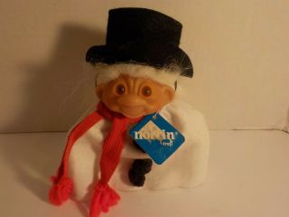 Vintage 1986 Dam Norfin Troll Doll Snowman Christmas White Hair 6 " Complete