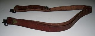 Vintage Leather Rifle Gun Sling Strap 1” With Swivels Brown