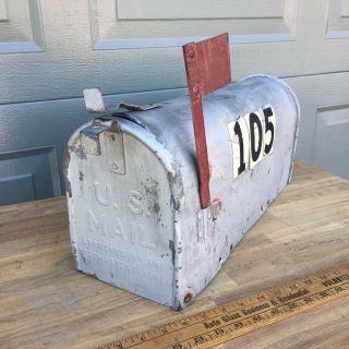 ANTIQUE RURAL MAILBOX - Steel City MFG Co.  - Flag Signal Mail box - Great Patina 2