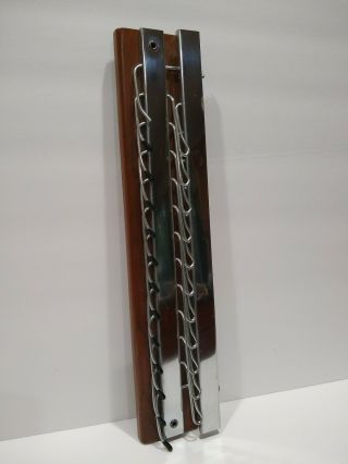 Vintage Wood & Metal 24 Hook Tie Rack Closet Organizer Belts Scarves Jewelry