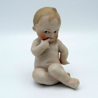 Antique German Bisque Heubach Baby Doll With Finger To Lips,  Nr
