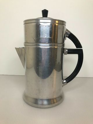 Vtg Wear - Ever Art Deco Bakelite Handle Coffee Pot " Drip - O - Lator " Aluminum 956