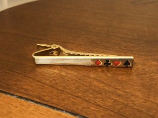 Vintage Anson Enamel Poker Playing Card Suit Gold Tie Clip