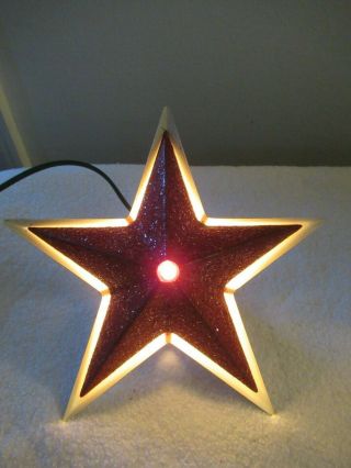 Vintage Noma Metal Illuminated Electric Red Star Christmas Tree Topper
