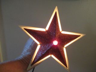 Vintage Noma Metal Illuminated Electric Red Star Christmas Tree Topper 2